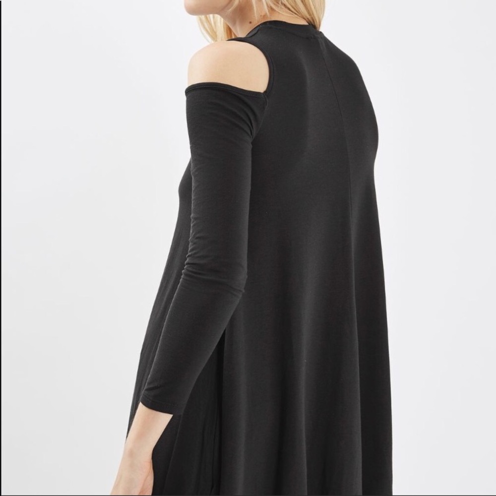 Topshop Black Cold Shoulder Dress - Picture 3 of 8